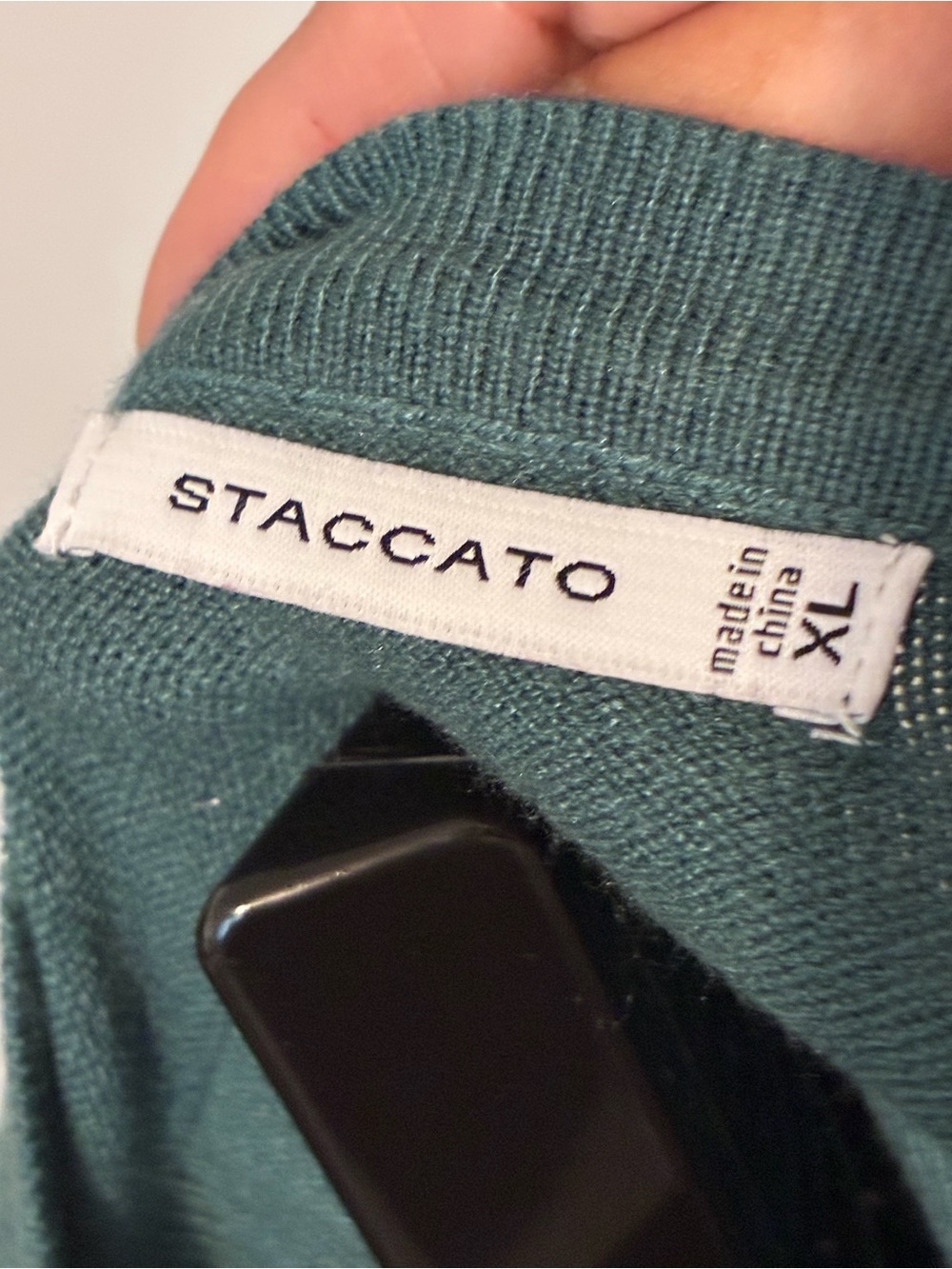Staccato Forest Green Crewneck Sweater with White Stripes - Picture 2 of 5